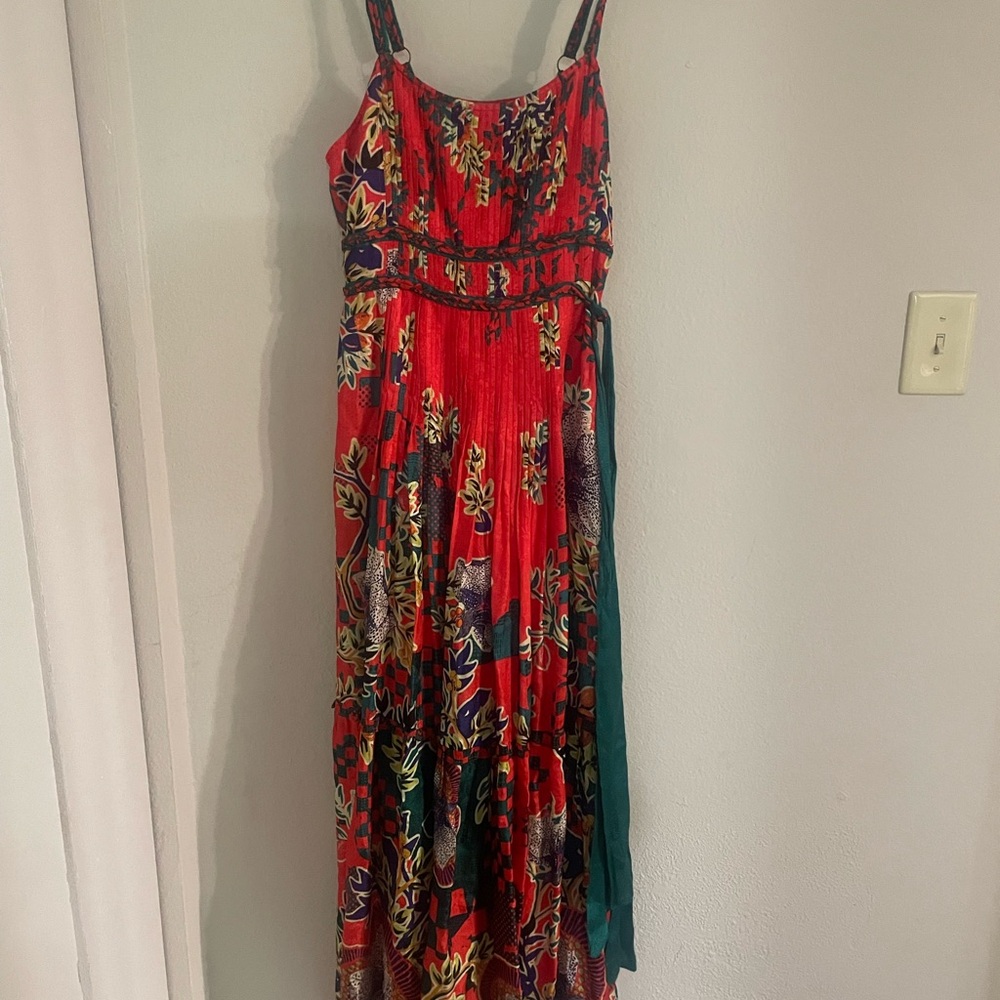 Anthropologie Bhanuni By Jyoti Pleated Floral Midi Dress Size Medium